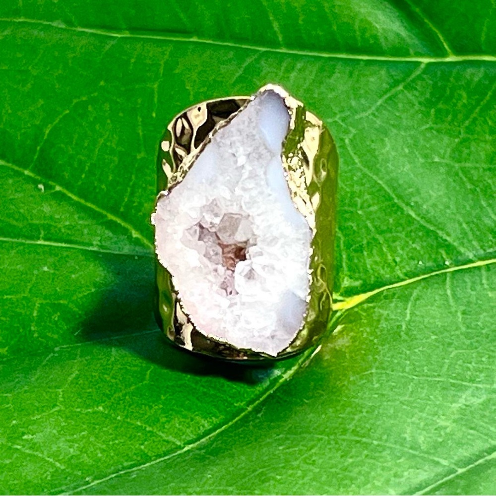 🍋2/$30 New Natural Geode Stone Ring - Picture 2 of 3
